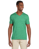 64V00 Gildan Adult Softstyle V-Neck T-Shirt in Heather irish green
