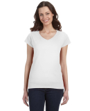 64V00L Gildan Junior Fit Softstyle V-Neck T-Shirt in White