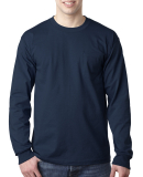 8100 Bayside Adult Long-Sleeve Cotton Tee with Poc in Navy