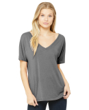 BELLA 8815 Womens Flowy V-Neck T-shirt in Grey triblend
