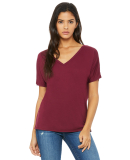 BELLA 8815 Womens Flowy V-Neck T-shirt in Maroon