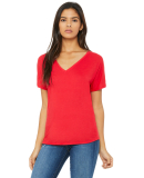 BELLA 8815 Womens Flowy V-Neck T-shirt in Red