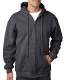 900 Bayside Adult Hooded Full-Zip Blended Fleece in Charcoal heather