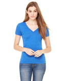 BELLA 8435 Womens Fitted Tri-blend Deep V T-shirt in True royal triblend