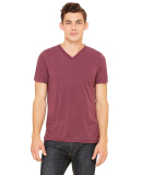 BELLA+CANVAS 3415 Men's Tri-blend V-Neck T-shirt in Maroon triblend