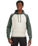 J8885 J-America Adult Vintage Heather Hooded Fleec in Oatmeal heather/ army heather