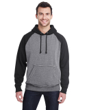 J8885 J-America Adult Vintage Heather Hooded Fleec in Smoke heather/ black