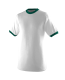710 Augusta Sportswear Ringer T-Shirt in White/ dark green