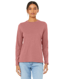 BELLA 6500 Womens Long Sleeve T-shirt in Heather mauve
