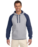 96CR JERZEES - Nublend® Colorblocked Hooded Pullo in Oxford/ j. navy