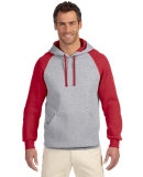 96CR JERZEES - Nublend® Colorblocked Hooded Pullo in Oxford/ true red