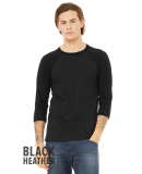BELLA+CANVAS 3200 Unisex Baseball Tee in Black heather/ black