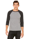 BELLA+CANVAS 3200 Unisex Baseball Tee in Grey/ charcoal black triblend