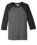 BELLA+CANVAS 3200 Unisex Baseball Tee in Grey/ charcoal black triblend