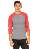 BELLA+CANVAS 3200 Unisex Baseball Tee in Grey/ red triblend