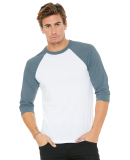 BELLA+CANVAS 3200 Unisex Baseball Tee in White/ denim