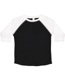 3330 Rabbit Skins Toddler Baseball Raglan in Black solid/ white