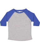 3330 Rabbit Skins Toddler Baseball Raglan in Vintage heather/ vintage royal