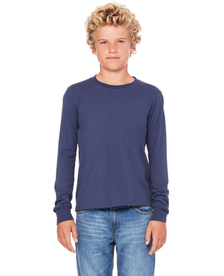 BELLA+CANVAS 3501Y Youth Long-Sleeve T-Shirt in Navy