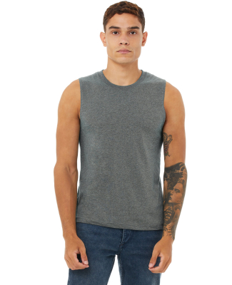 BELLA+CANVAS 3483 Mens Jersey Muscle Tank in Deep heather