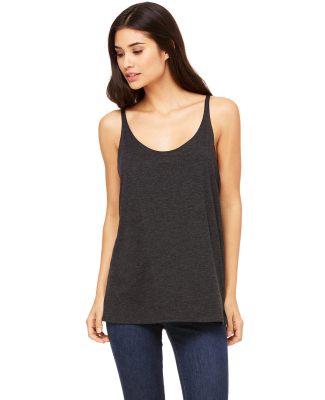 BELLA 8838 Womens Flowy Tank Top in Charcoal black triblend