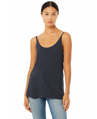 BELLA 8838 Womens Flowy Tank Top in Heather navy