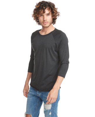 Next Level 6051 Unisex Tri-Blend 3/4 Sleeve Raglan in Vintage black sleeves/ vintage black body