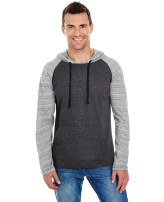 Burnside B8127 Yarn-Dyed Raglan Pullover in Heather charcoal/ charcoal stripe