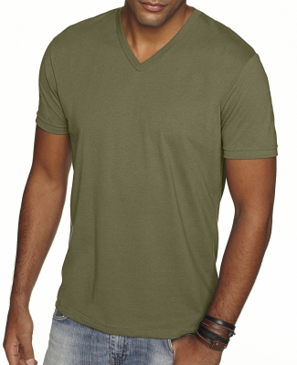 Next Level 6440 Premium Sueded V-Neck T-shirt in Military Green