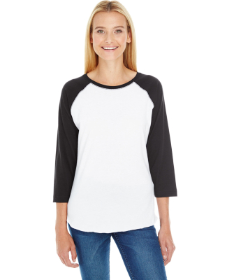L3530 LAT - Ladies' Fine Jersey Three-Quarter Slee in White solid/ black