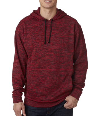 8613 J. America - Cosmic Poly Hooded Pullover Swea in Red fleck