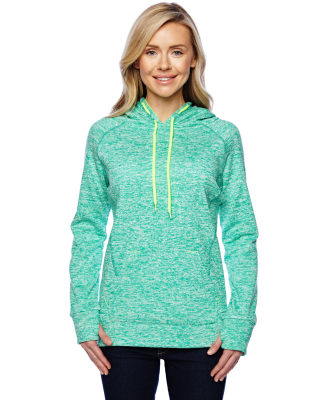 8616 J. America - Women's Cosmic Poly Contrast Hoo in Emerald/ neon yellow
