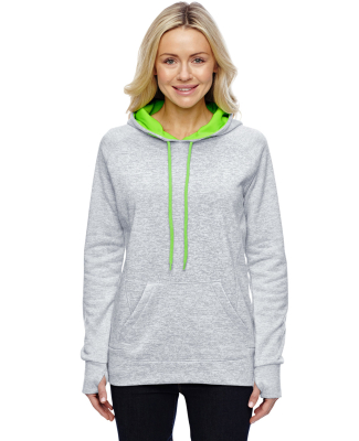 8616 J. America - Women's Cosmic Poly Contrast Hoo in Ice fleck/ neon green