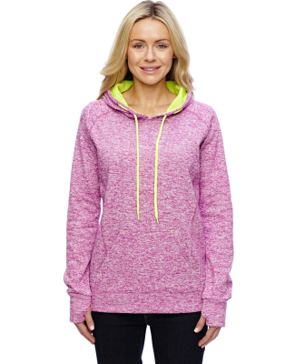 8616 J. America - Women's Cosmic Poly Contrast Hoo in Magenta/ neon yellow