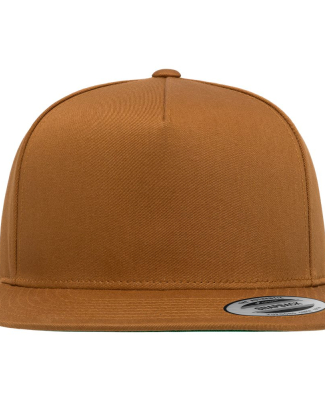 6007 Yupoong Five-Panel Flat Bill Cap in Caramel