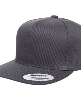 6007 Yupoong Five-Panel Flat Bill Cap in Dark grey