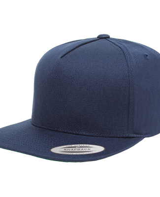 6007 Yupoong Five-Panel Flat Bill Cap in Navy