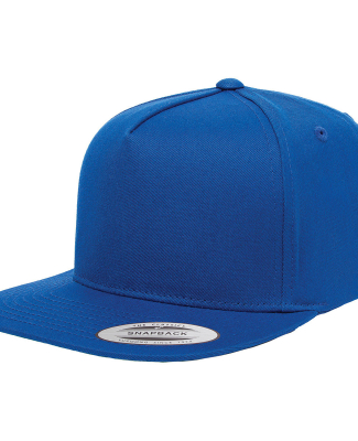 6007 Yupoong Five-Panel Flat Bill Cap in Royal blue