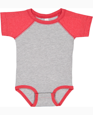4430 Rabbit Skins Fine Jersey Infant Baseball Ragl in Vintage Heather/ Vintage Red