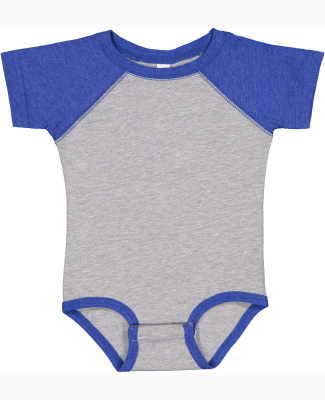 4430 Rabbit Skins Fine Jersey Infant Baseball Ragl in Vintage Heather/ Vintage Royal