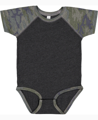 4430 Rabbit Skins Fine Jersey Infant Baseball Ragl in Vintage Smoke/Vintage Camo