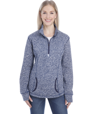 8617 J. America Women's Cosmic Fleece Quarter Zip  in Navy fleck/ navy