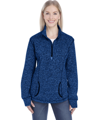 8617 J. America Women's Cosmic Fleece Quarter Zip  in Royal fleck/ black