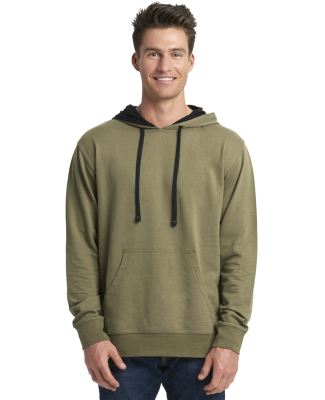 Next Level 9301 Unisex French Terry Pullover Hoody in Military green/ black