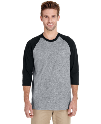 5700 Gildan Heavy Cotton Three-Quarter Raglan T-Sh in Sport grey/ black