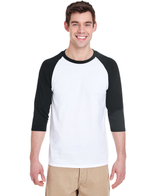 5700 Gildan Heavy Cotton Three-Quarter Raglan T-Sh in White/ black