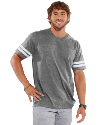 LAT 6937 Adult Fine Jersey Football Tee in Vintage heather/blended white