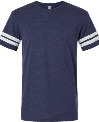 LAT 6937 Adult Fine Jersey Football Tee in Vintage true navy/ blended white