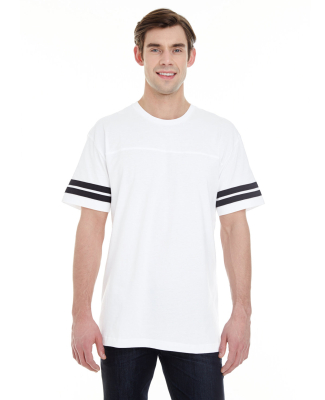 LAT 6937 Adult Fine Jersey Football Tee in White/black