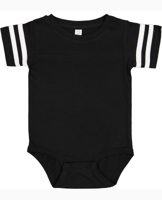 Rabbit Skins 4437 Infant Football Onesie in Black/ white